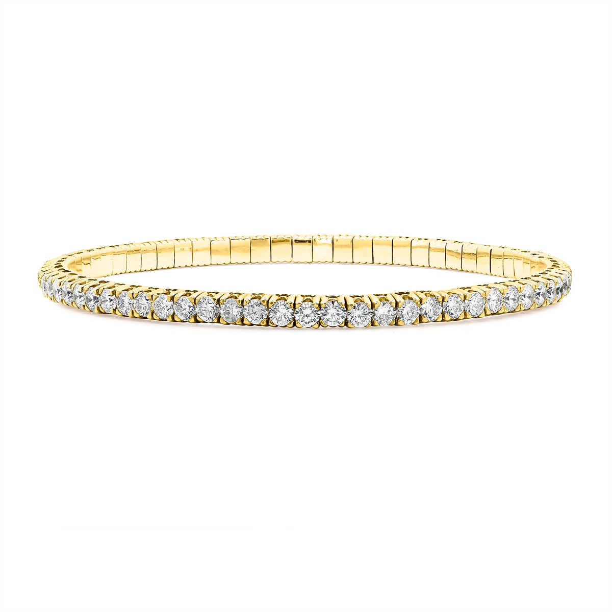 Women’s elegant gold bracelet-18K Yellow Gold Diamond Stretchable Flex Bracelet, 6.65 carat