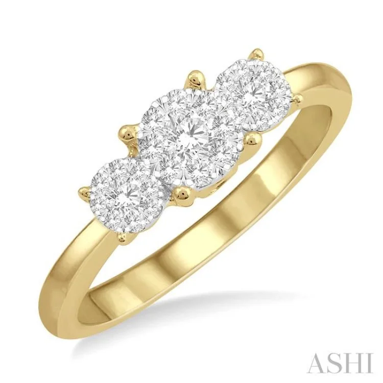 Women’s bridal engagement ring set-1/3 ctw Lovebright Round Cut Diamond Ring in 14K Yellow and White Gold