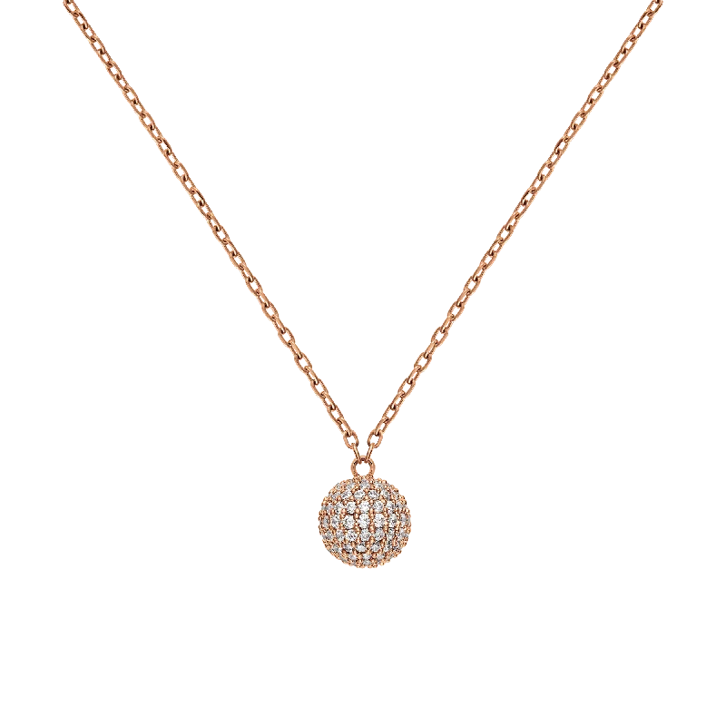 Women’s minimalist necklace-Pavé Crystal Pendant Necklace Rose Gold