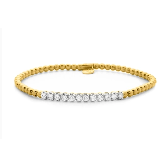 Women’s personalized bracelet-Hulchi Belluni 18K Yellow Gold Diamond Stretch Bar Bracelet