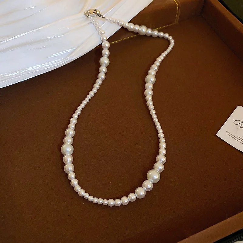 55# Necklace-White-（4-10mm）