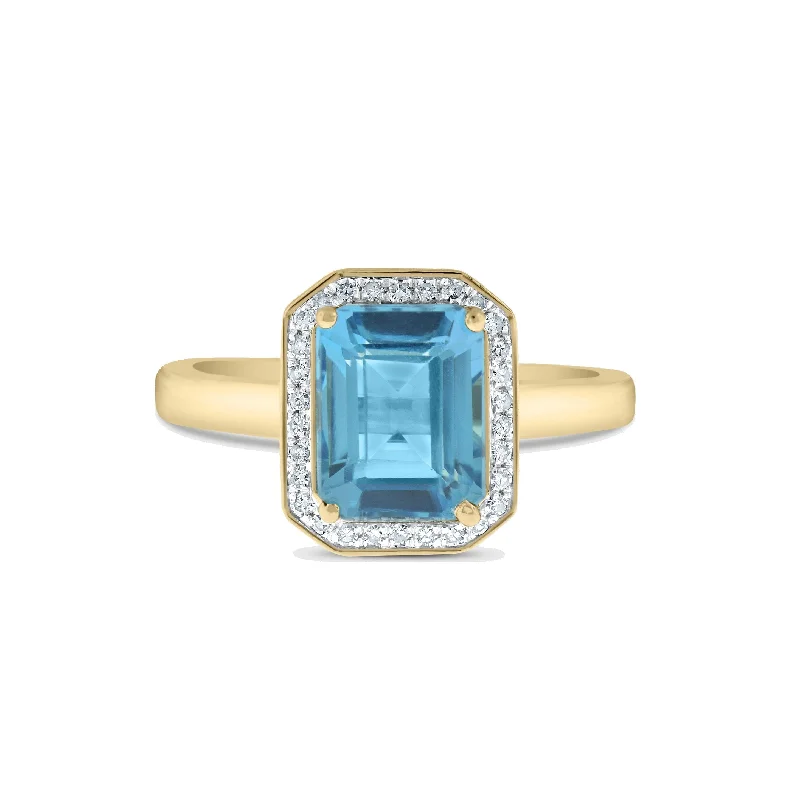 Women’s sparkling engagement ring-Blue Topaz and Diamond Ring