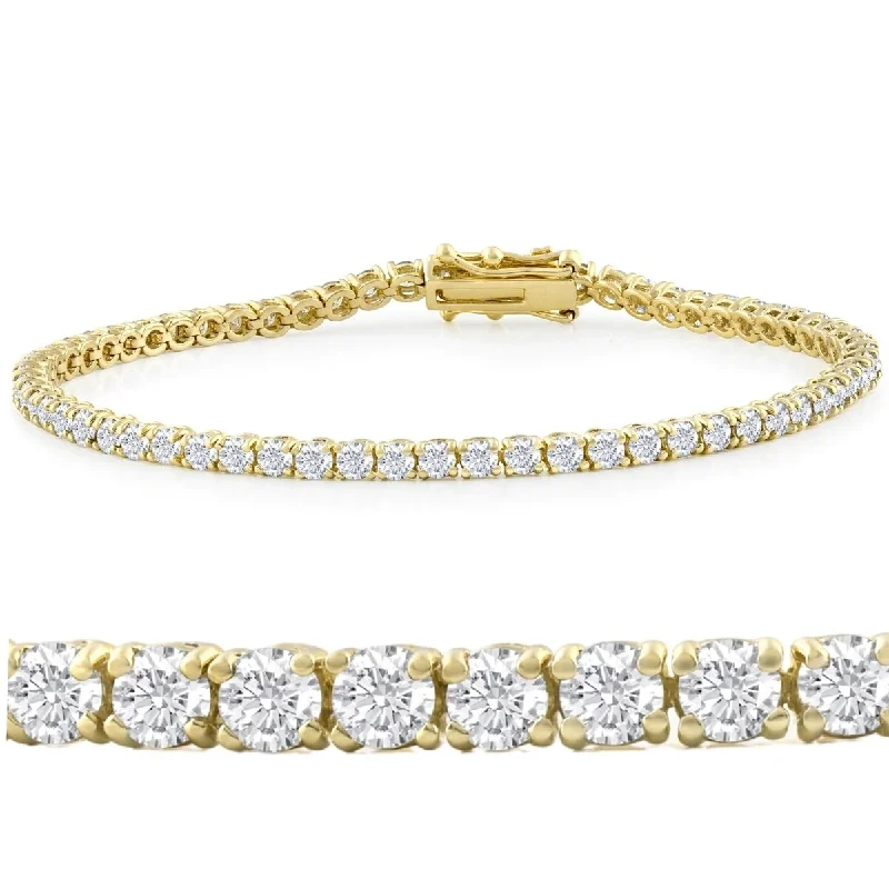 Women’s diamond-studded bracelet-G/VS 6ct Moissanite Womens Tennis Bracelet 18K Yellow Gold 10 grams 7"