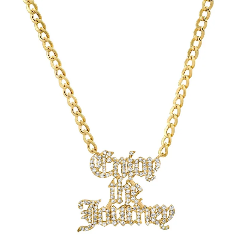 Women’s layered necklace-Gothic Cuban Link Nameplate Chain Necklace