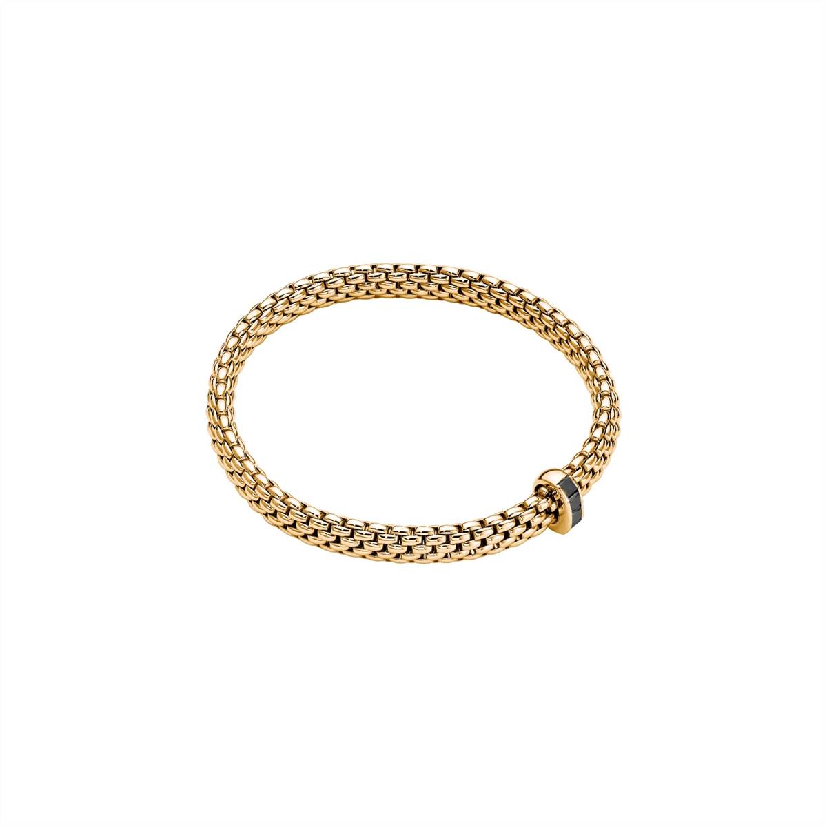 Women’s custom gold bracelet-Fope 18K Yellow Gold Vendome Collection Black Diamond Bracelet, Large Size