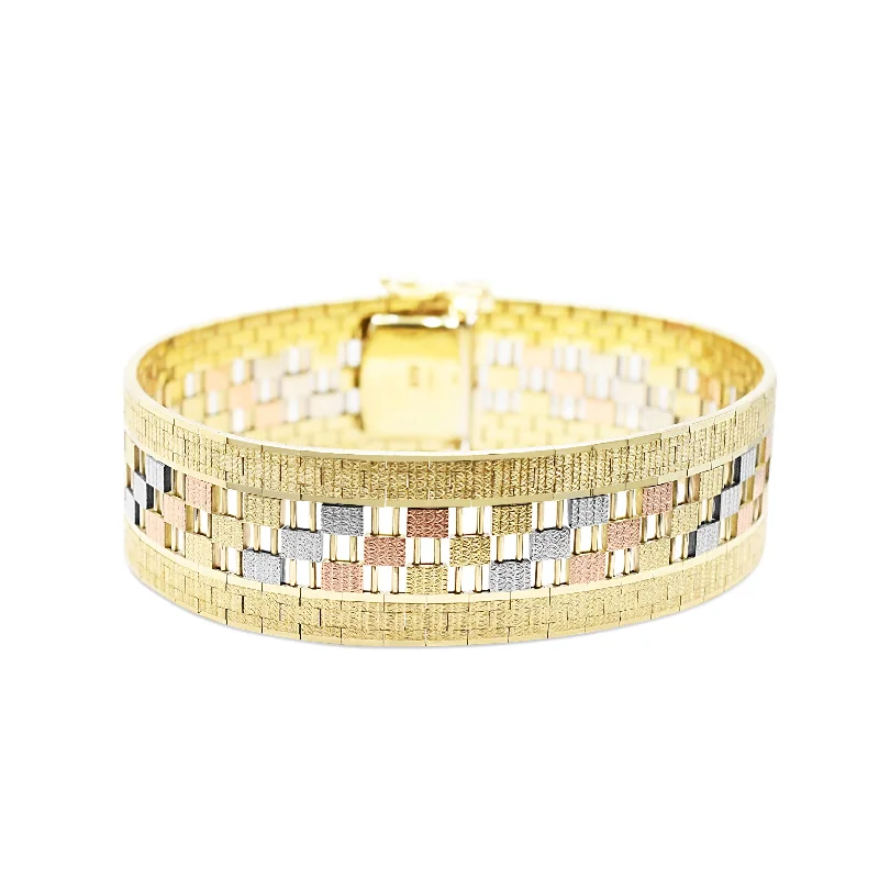 Women’s luxurious bracelet-Three Colour 9ct Gold Vintage Bracelet - 1979