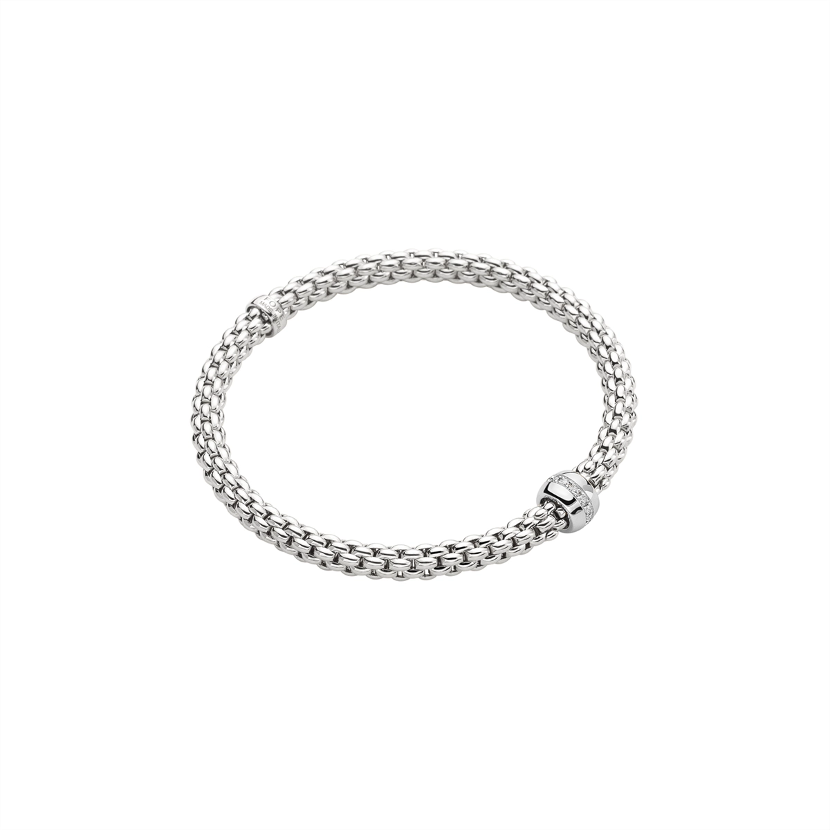 Women’s delicate bracelet-Fope 18K White Gold Solo Collection Diamond Bracelet, Small Size