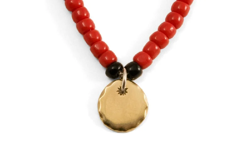 Women’s fashion-forward necklace-#094 - Necklace Amulet with japanese beads - GOLD