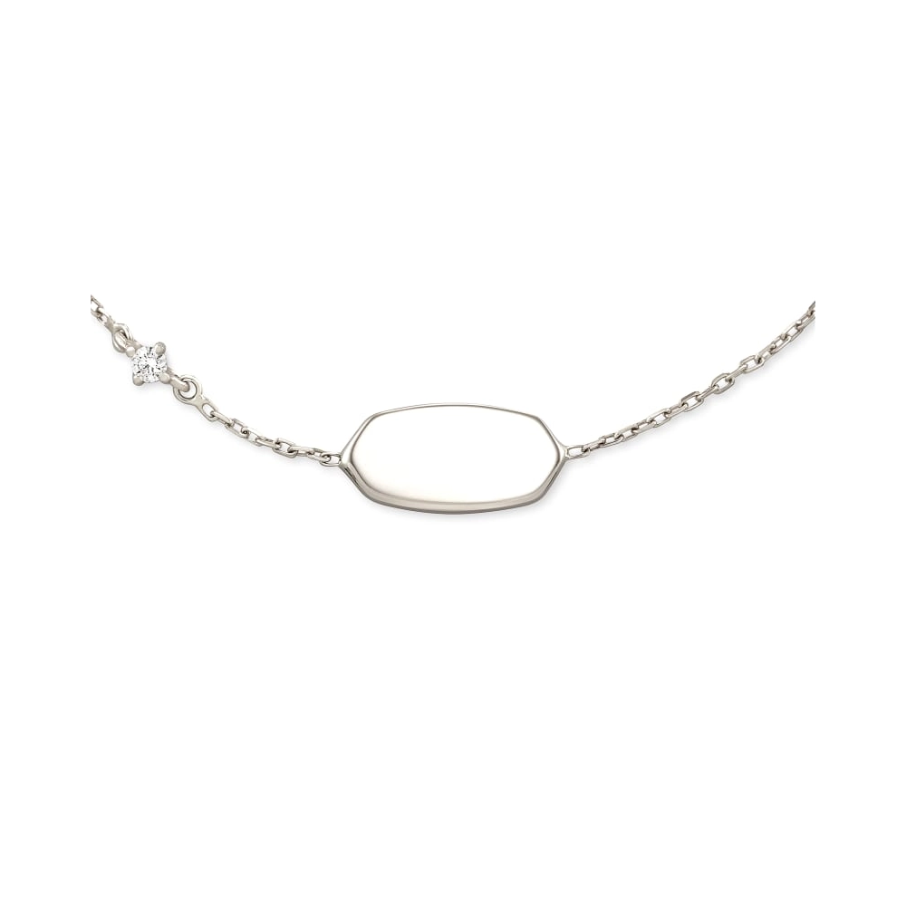 Women’s hand-crafted bangle-Kendra Scott 14K White Gold Fern Engravable Diamond Chain Bracelet