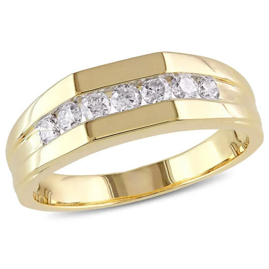 Women’s vintage engagement ring-Original Amour 10k Yellow Gold 1/2 CT TDW Diamond Men's Wedding Band Ring