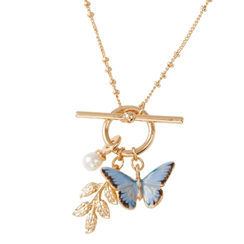 Women’s colorful pendant necklace-Sweet Butterfly Copper 18k Gold Plated Pendant Necklace In Bulk