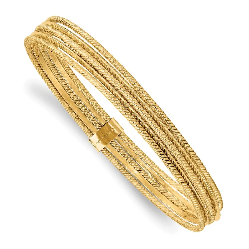 Women’s stackable bracelet-14K Polished & Textured Multi Bracelet Bangle-WBC-DB705