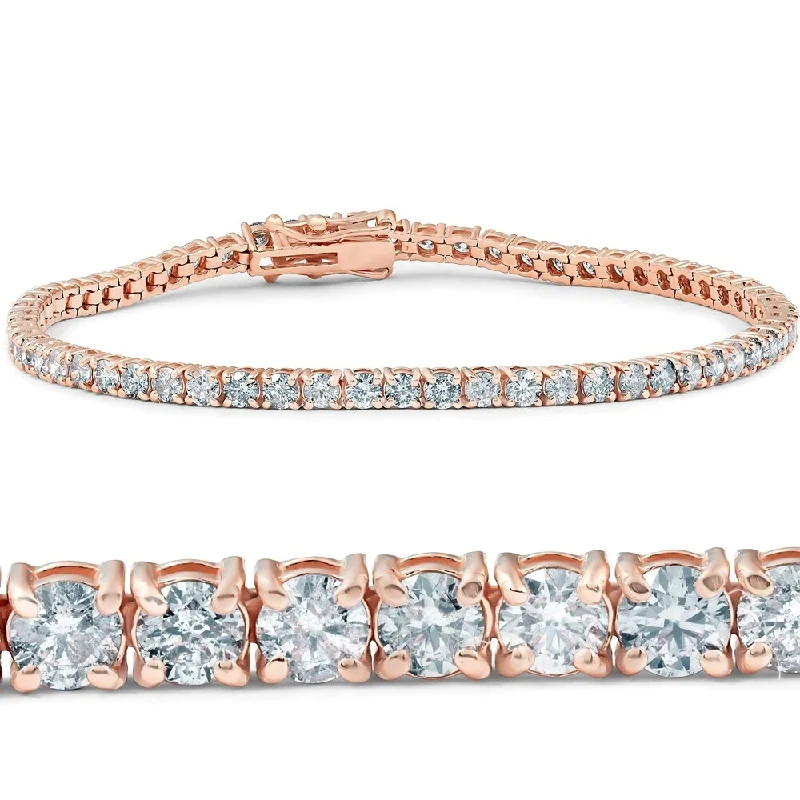 Women’s precious stone bracelet-5ct Diamond Tennis Bracelet 14K Rose Gold 7"