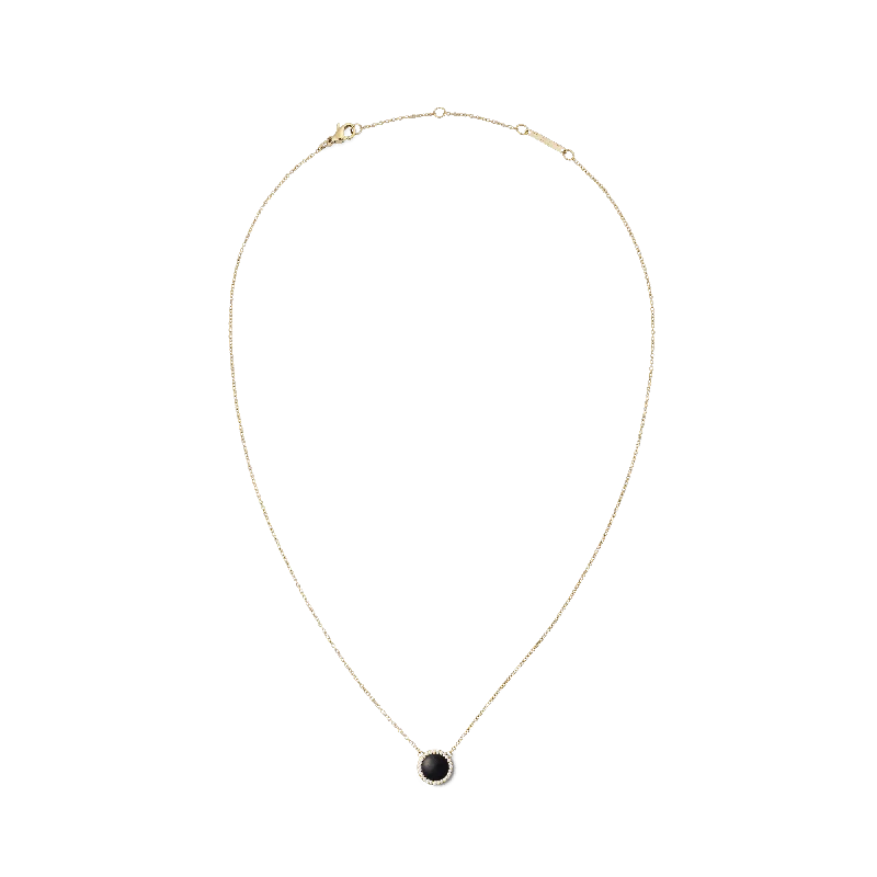 Women’s beautiful gold pendant necklace-Audrey Necklace Black Agathe Gold