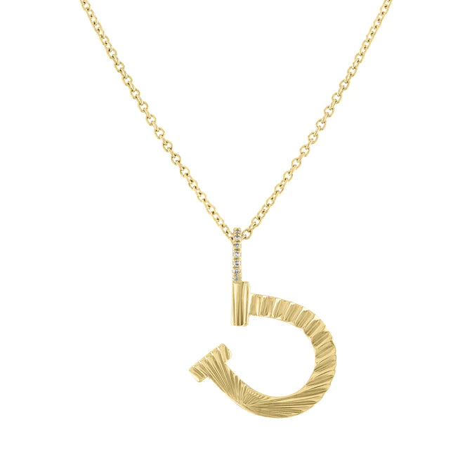 Women’s chic gold pendant necklace-Fluted Lucky Horseshoe Pendant Necklace