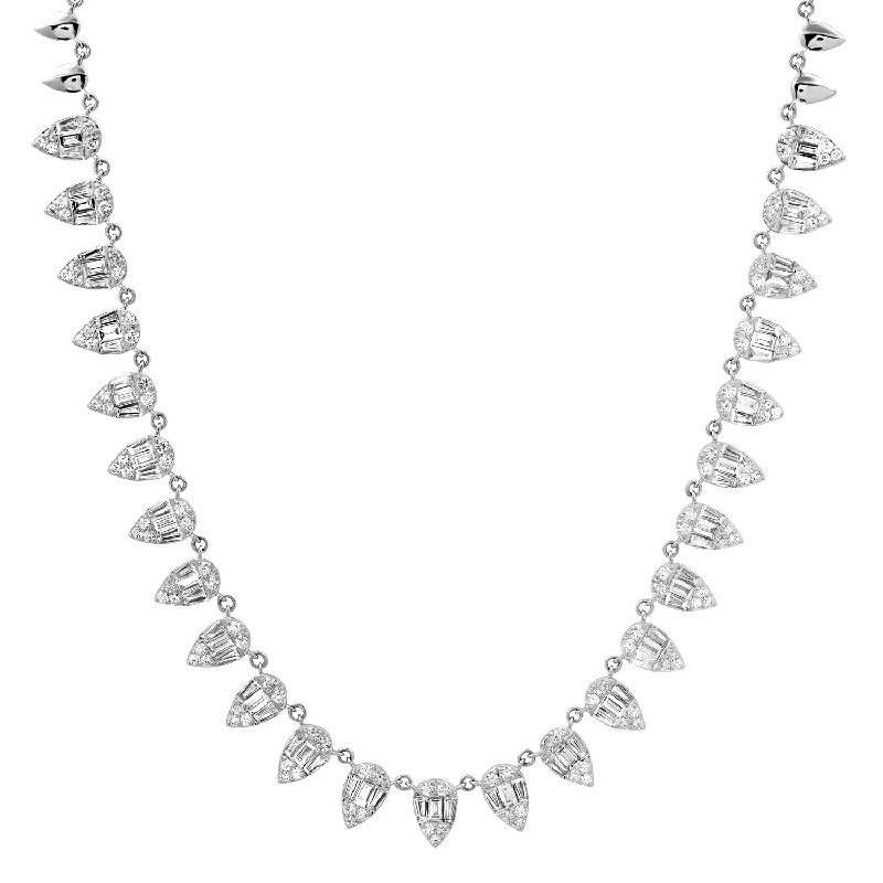 Women’s eco-friendly necklace-Pear Shaped Diamond Illusion Tennis Necklace