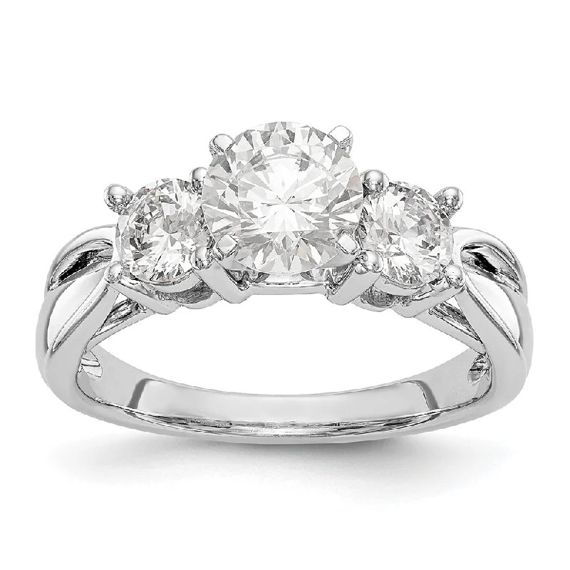 Women’s elegant vintage engagement ring-14K Diamond Engagement Ring 3 Round Stones Total 1.95 ctw. #WBCRM3017E-02