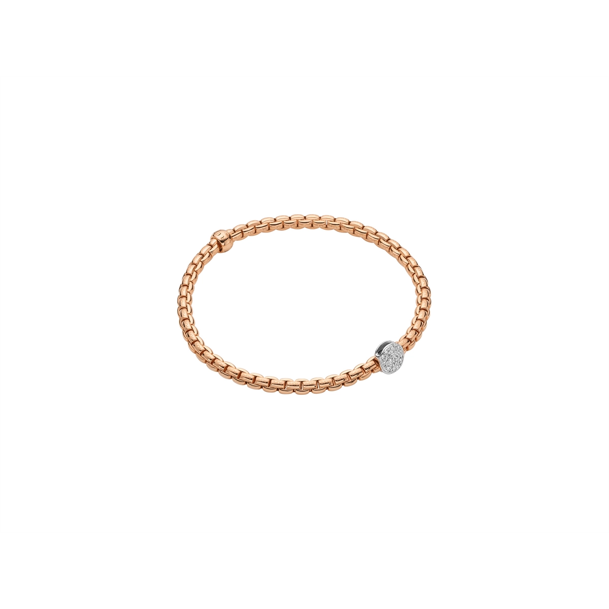 Women’s multi-layer bracelet-Fope 18K Rose Gold Eka Collection Bracelet with 18K White Gold Pave Diamond Rondel