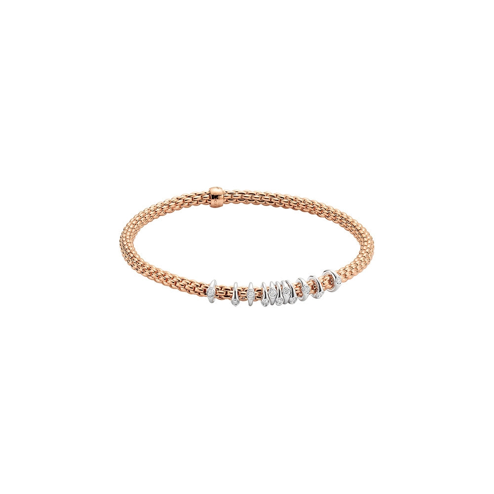 Women’s stackable bracelet-Fope 18K Rose Gold Prima Collection Bracelet with Diamonds, X-Small Size