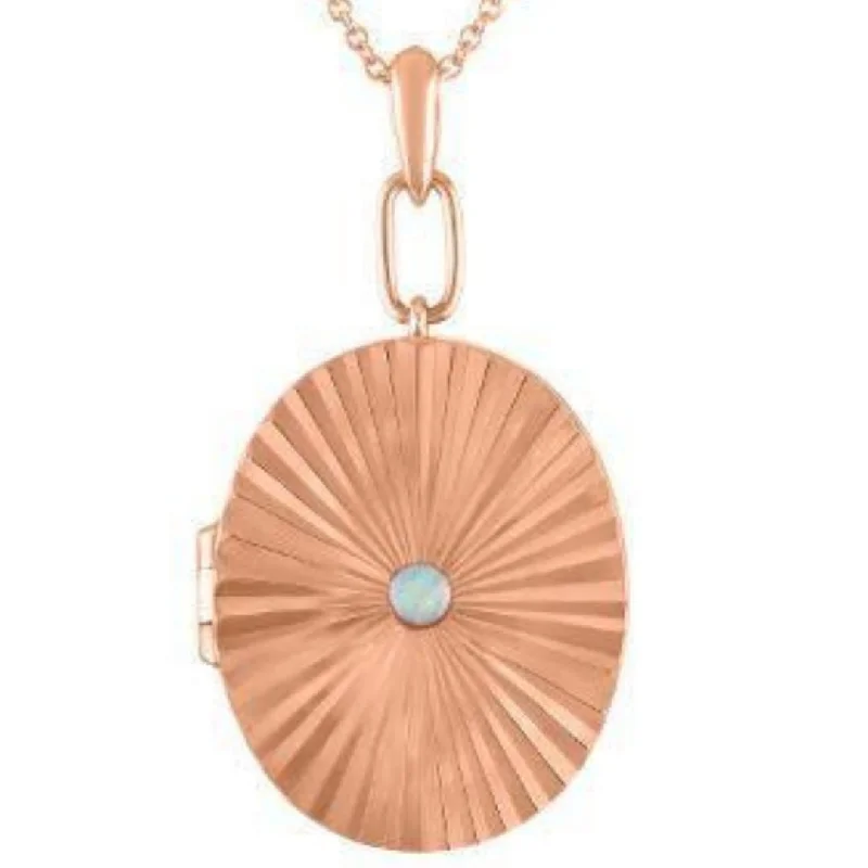 Women’s crystal pendant necklace-Farrah Opal Fluted Locket Necklace