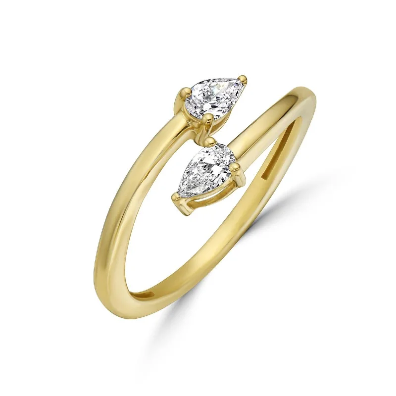 Women’s platinum engagement ring-Toi Et Moi Pear Diamond Ring