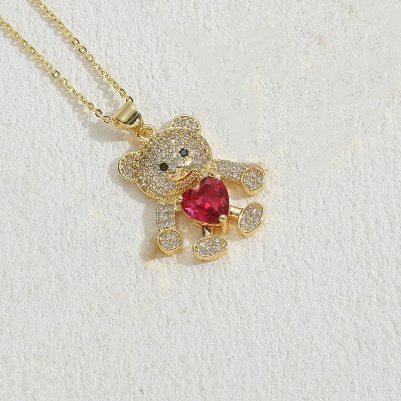 Bear Rose Love Zircon Necklace