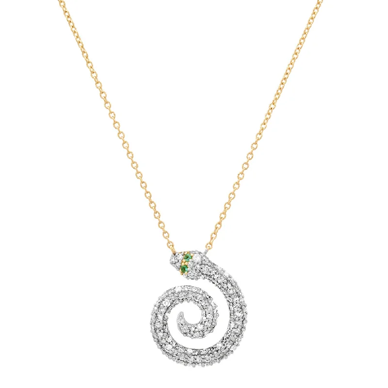 Women’s silver chain necklace-Milestones by AB for Eriness Pave Diamond Coiled Snake Necklace