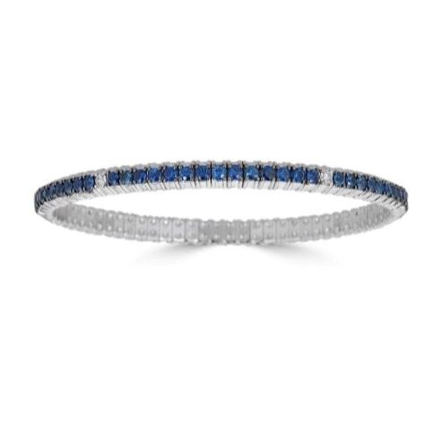 Women’s diamond bracelet set-Zydo 18K White Gold Diamond & Sapphire Stretch Bracelet