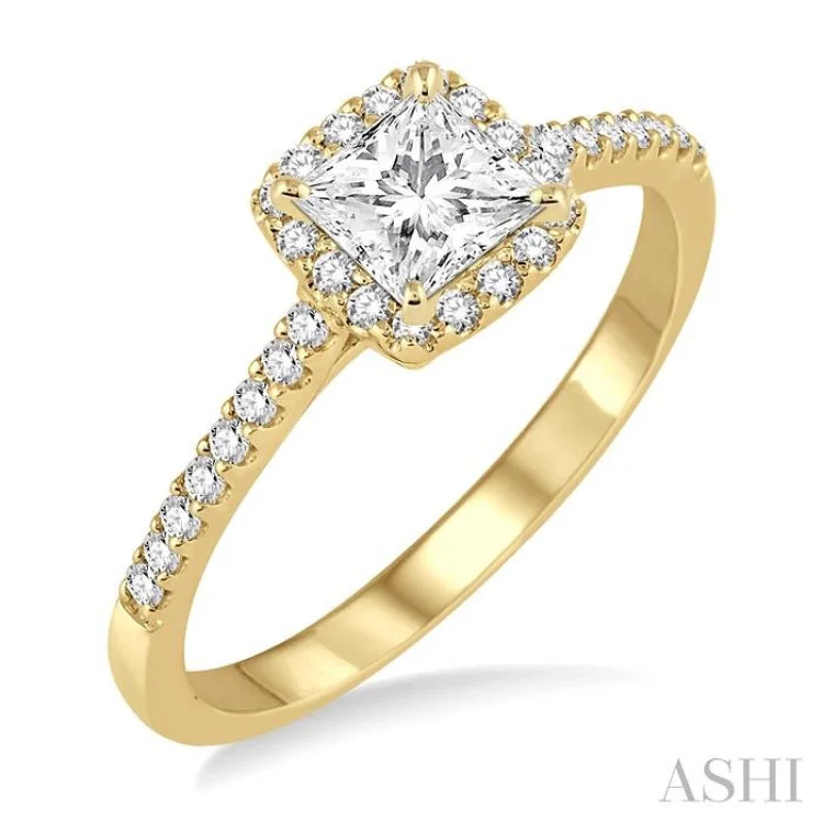 Women’s engagement ring with side stones-1/5 ctw Diamond Semi-mount Engagement Ring in 14K Yellow Gold