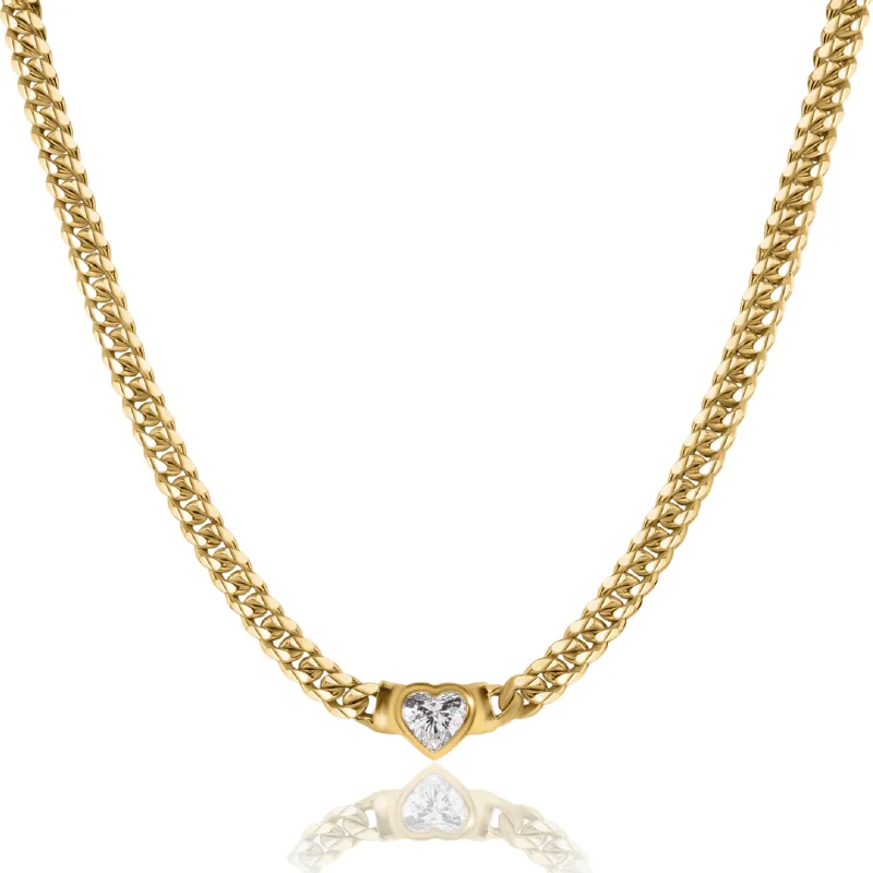 Women’s modern chain necklace-Bezel Shapes Cuban Link Chain Necklace