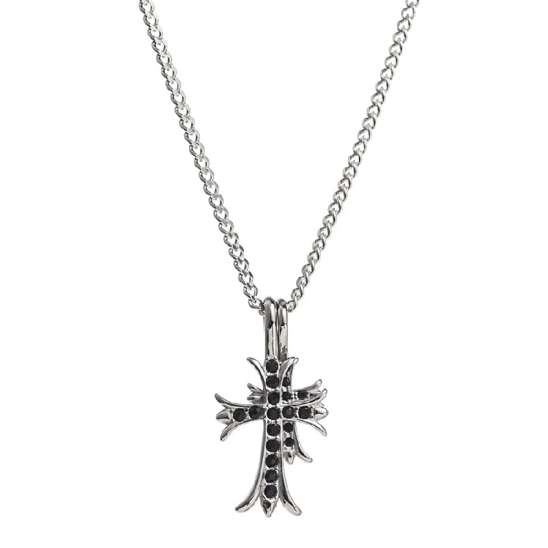 Women’s modern pendant necklace-Retro Cross Stainless Steel Inlay Zircon Pendant Necklace