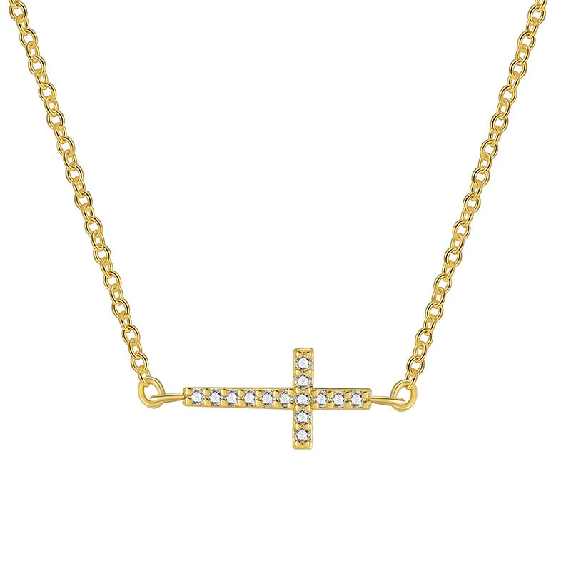 Gold Cross Zircon Necklace