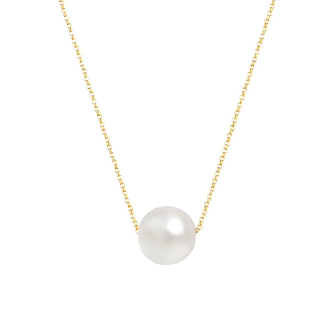 Women’s bold statement necklace-Solitaire Pearl Ball Necklace