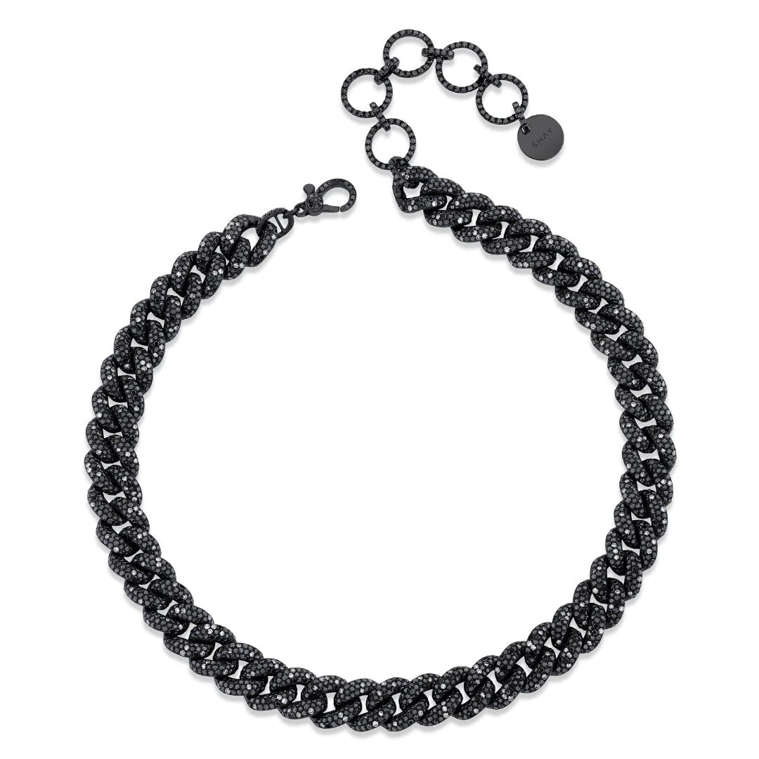 Women’s dazzling diamond necklace-Black Diamond Twinkle Essential Link Choker Necklace