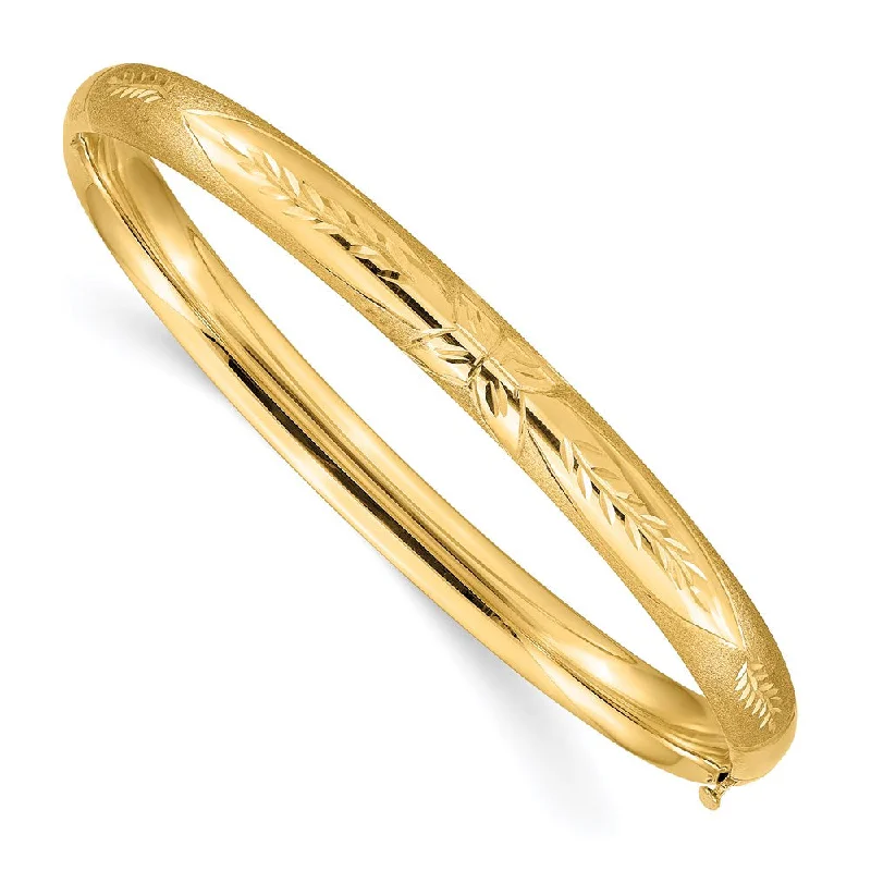 Women’s nature-inspired bracelet-14k 4/16 Oversize Florentine Engraved Hinged Bangle Bracelet-WBC-FE4/16O