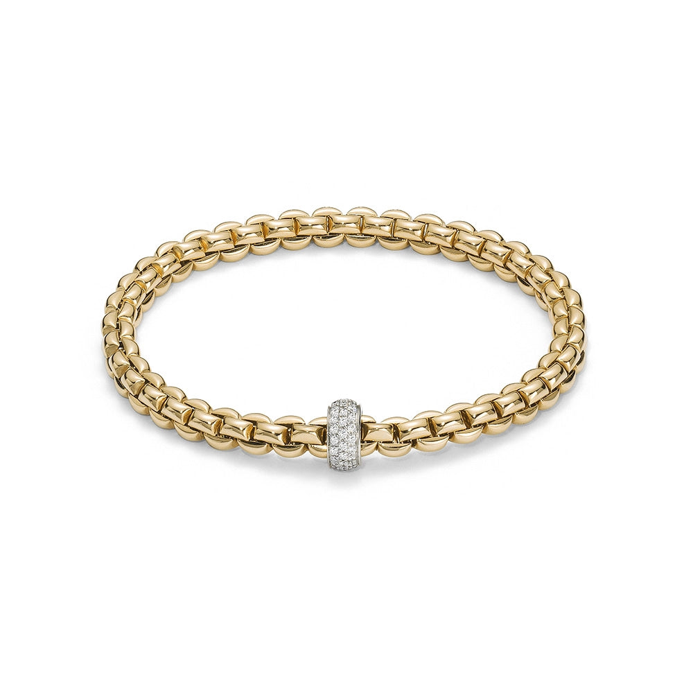 Women’s crystal bracelet-Fope 18K Yellow and White Gold Eka Collection Diamond Bracelet, Small Size