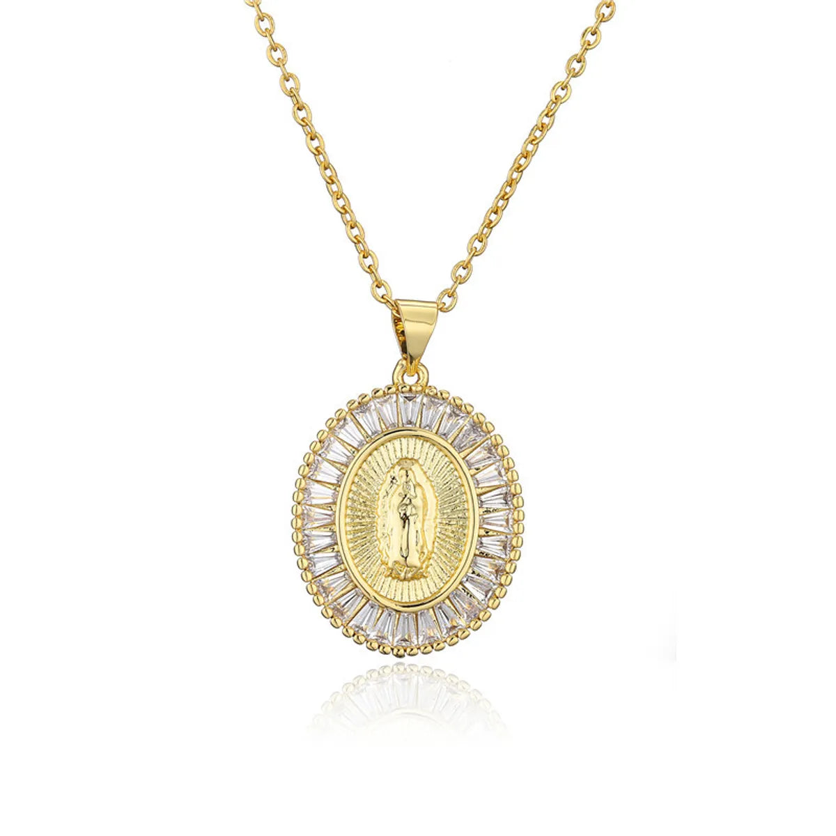 Women’s diamond necklace-Retro Virgin Mary Pendant Oval Necklace Wholesale