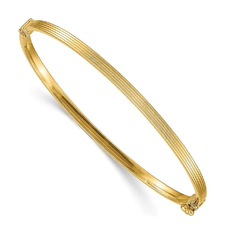 Women’s hand-crafted bangle-14k Polished Textured Hinged Bangle Bracelet-WBC-DB626