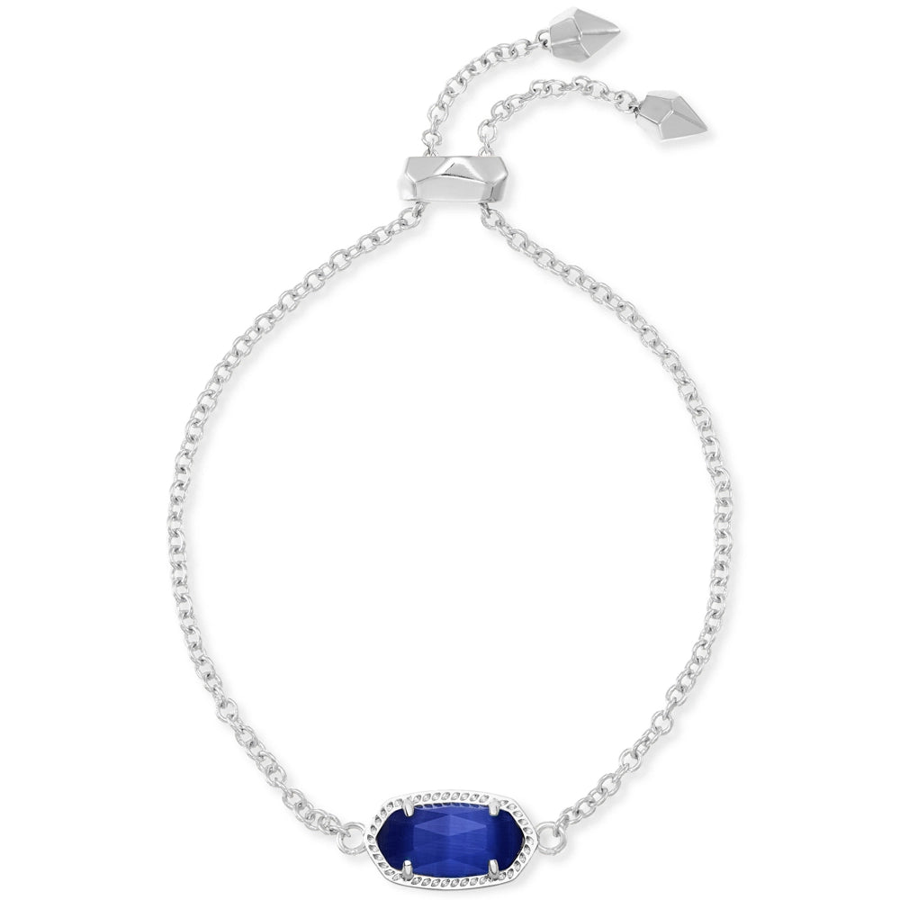 Women’s precious gemstone bangle-Kendra Scott Elaina Bracelet in Silver with Cobalt Cats Eye