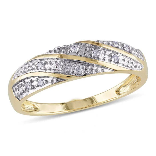 Women’s round cut engagement ring-Original Amour 10k Yellow Gold 1/10 CT Diamond Men's Ring