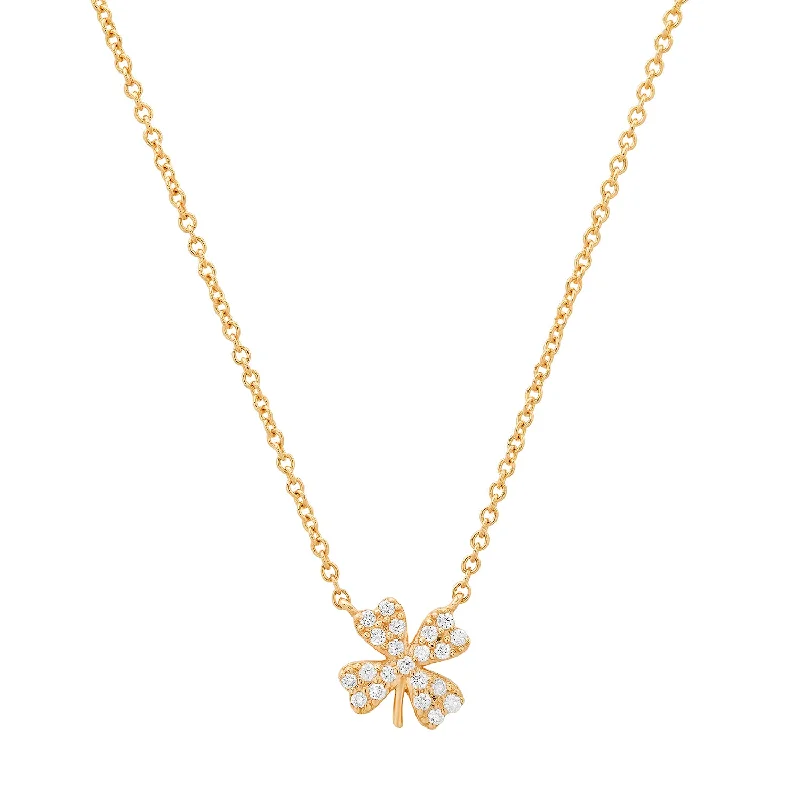 Women’s personalized charm necklace-Glitzy Diamond Clover Icon Necklace