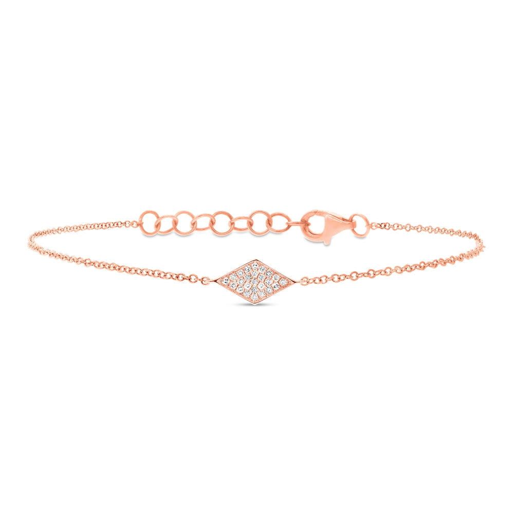 Women’s classic bracelet-14K Rose Gold Bracelet with Diamond Shape and Pave Diamonds