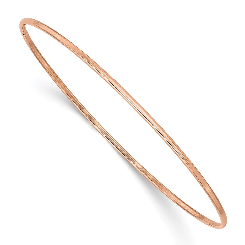 Women’s trendy gold bangle-14k 1.5mm Rose Gold Polished Slip-on Bangle Bracelet-WBC-DB539