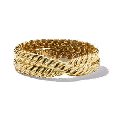 Women’s chic bracelet-David Yurman 8.5mm Sculpted Double Wrap Bracelet