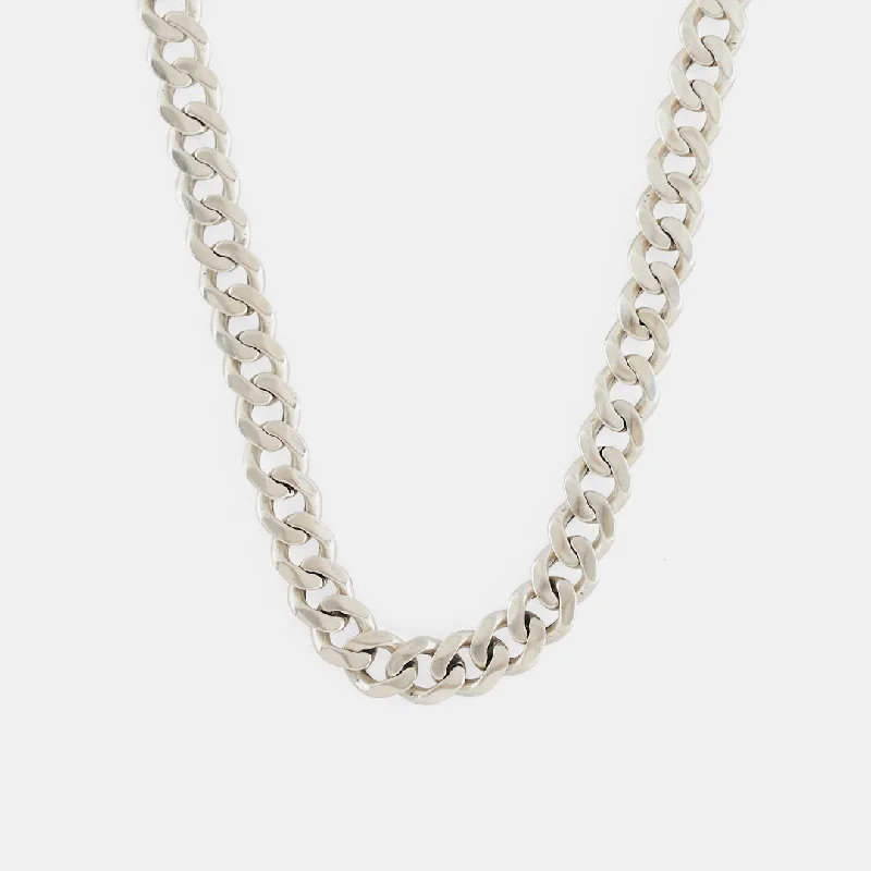 Women’s statement piece necklace-Silver 8mm Curb Chain