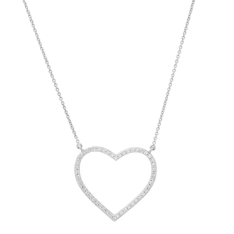 Women’s fashion necklace-Skinny Diamonds Guard My Heart Statement Necklace