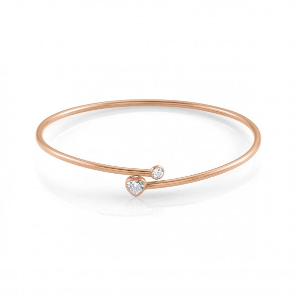 Women’s bold bracelet-Nomination Bella Sterling & Rose Gold Plated Rigid Bracelet with Cubic Zirconia Heart