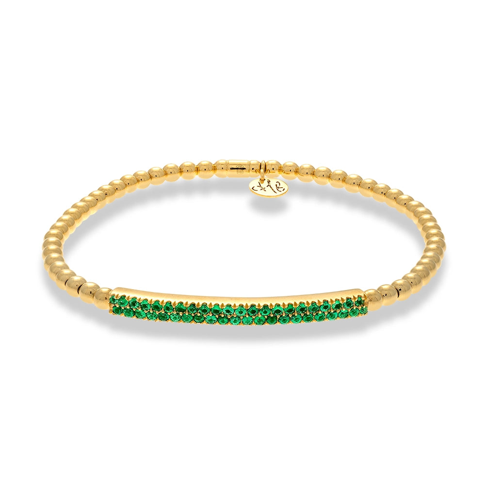 Women’s adjustable bracelet-Hulchi Belluni 18K Yellow Gold Bracelet with Tsavorite Garnets