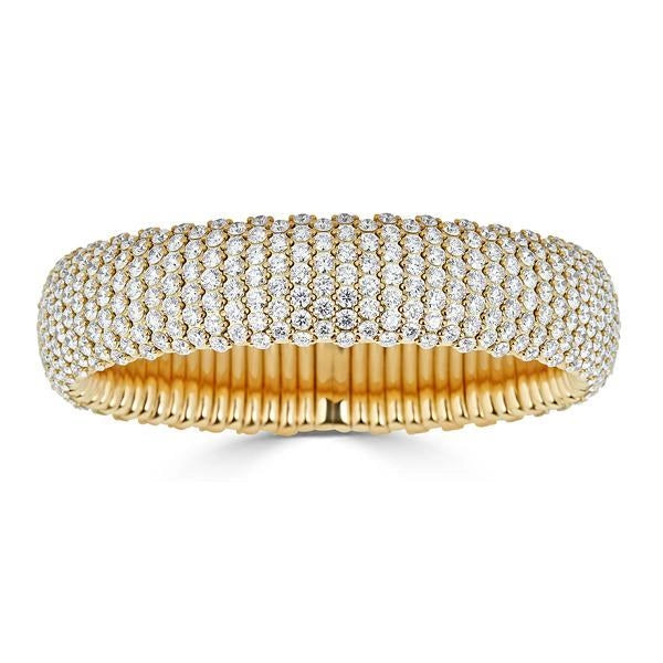 Women’s braided bracelet-Zydo 18K Yellow Gold Wide Diamond Stretch Bracelet