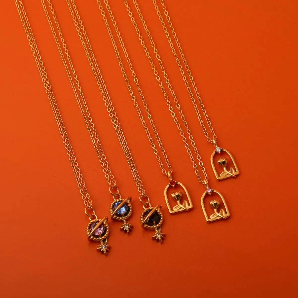 Women’s gold necklace-Wholesale Casual Simple Style Color Block Titanium Steel Plating 18k Gold Plated Pendant Necklace